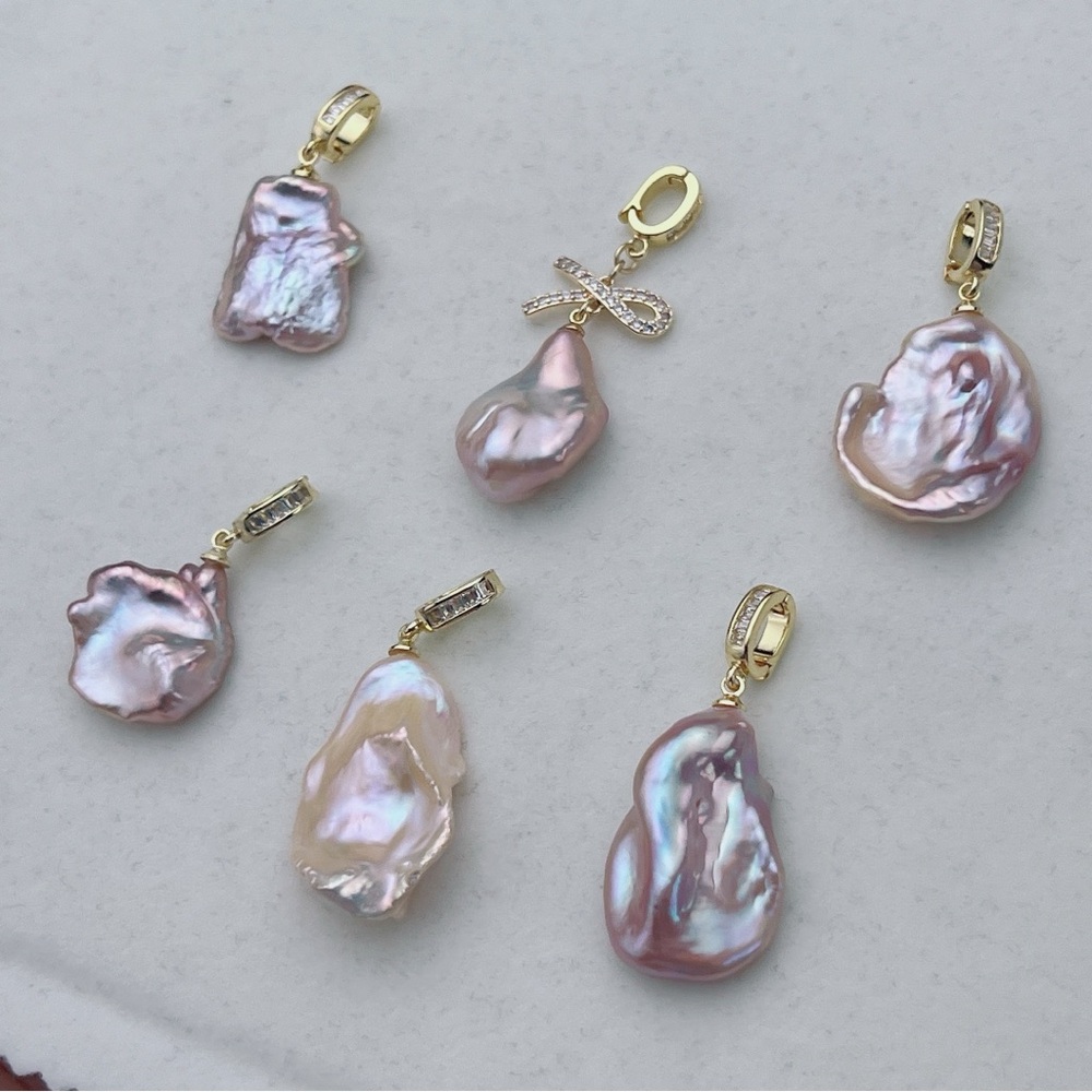 N76 Handmade Freshwater Baroque Pearl Detachable Pendant - Picture 3 of 4
